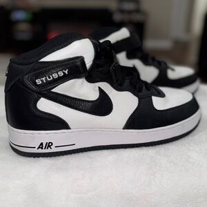 Nike Air Force 1 Mid Stussy Light Bone Black Sneaker DJ7840-002 Men’s Size 15